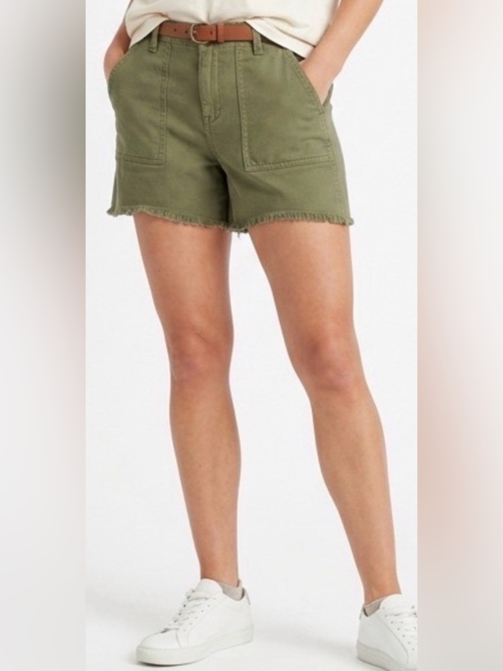 aerie Olive Green Utility Frayed Hem Shorts